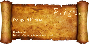 Popp Édua névjegykártya
